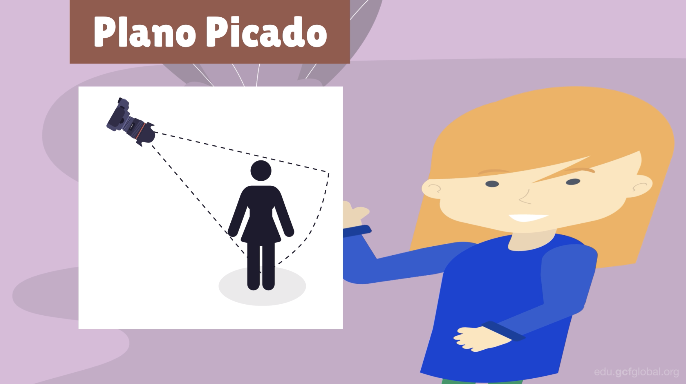 Plano picado: La cámara se ubica levemente por encima del sujeto y se inclina hacia abajo.